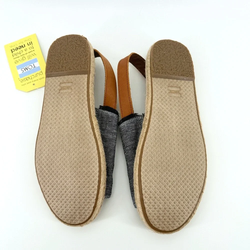TOMS Clara Espadrille Sandals Navy Slub Chambray 8.5 Blue Women Slingback New